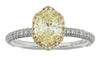 White Gold Canadian Diamond Engagement Ring. Natural Fancy Yellow Diamond