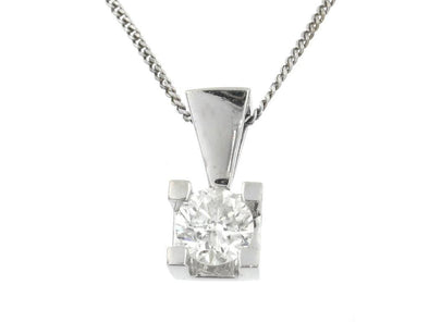 White Gold Diamond Solitaire Pendant Necklace.