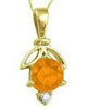 Yellow Gold Citrine, Canadian Diamond Pendant Necklace.