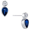 White Gold Blue Sapphire, Diamond Stud Earrings