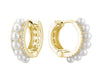 Yellow Gold Pearl, Diamond Huggie Earrings