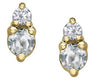 Yellow Gold White Topaz, Diamond Earrings