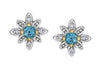 White Gold Blue Topaz, Diamond Earrings