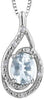 Sterling Silver Aquamarine, Diamond Pendant Necklace.