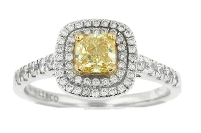 White Gold Diamond Engagement Ring. Natural Fancy Yellow Diamond