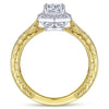 Yellow Gold Lab-Grown Center Diamond With Earth Mined Accent Diamonds Engagement Ring.