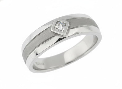 White Gold Diamond Mens Band.