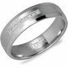 White Gold Diamond Mens Band. 0.07 Ct Total Diamond Weight. With Brushed Finish And High Polish, Bevelled Edge