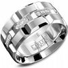 White Gold Diamond Mens Band. 0.42 Ct Total Diamond Weight. With Brushed Finish And High Polish, Bevelled Edge