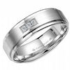 White Gold Diamond Mens Band. 0.15 Ct Total Diamond Weight. With Brushed Finish And High Polish Edge