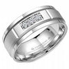 White Gold Diamond Mens Band.0.15 Ct Total Diamond Weight. With Brushed Finish And High Polish Edge
