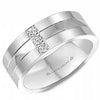 White Gold Diamond Mens Band. 0.15 Ct Total Diamond Weight. With Brushed Edge