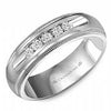 White Gold Diamond Mens Band. 0.35 Ct Total Diamond Weight. With Brushed Finish And Milgrained Edge