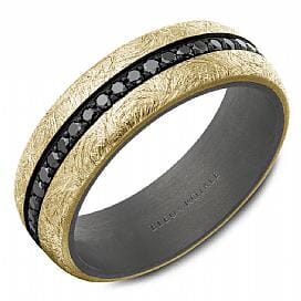 Tantalum, Yellow Gold Black Diamond Mens Band.