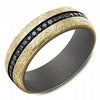 Tantalum And Yellow Gold Black Diamond Mens Band.