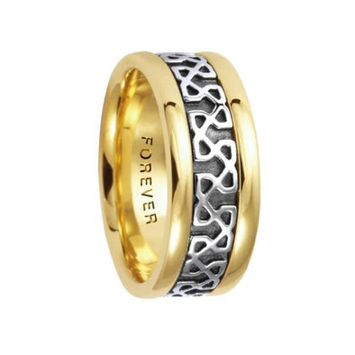 Yellow Gold "Solomon's Knot" Mens Band. 7.0mm Wide.