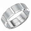 White Gold Mens Band. Comfort Fit With Brushed Finish And High Polish, Bevelled Edge