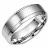 White Gold Mens Band. With Brushed Finish And High Polish, Bevelled Edge