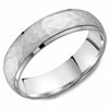 White Gold Comfort Fit, Brushed, Hammered Wedding Ring