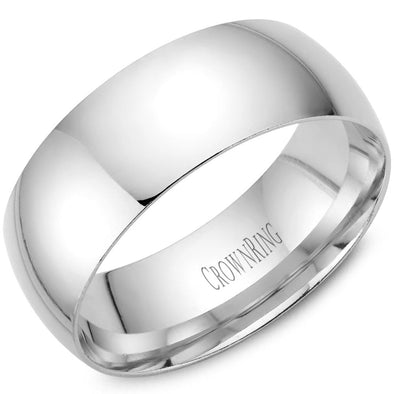 Platinum Comfort Fit, High Polish, Domed 8.0mm Wide.Wedding Band. Stock Size: 11 (Alternate sizes available)