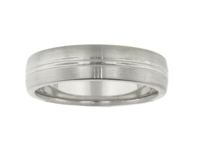 White Gold Mens Band. 6.0mm Wide.