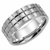 White Gold Mens Band. With Brushed, Textured Design