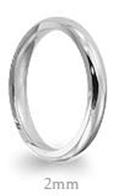 White Gold Comfort Fit, High Polish, Domed 2mm Wide.Wedding Band. Stock Size: 7 (Alternate sizes available)