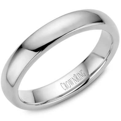 White Gold Comfort Fit, High Polish, Domed 4.0mm Wide.Wedding Band. Stock Size: 7 (Alternate sizes available)