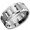 White Gold Mens Band. With Brushed Finish And High Polish, Bevelled Edge