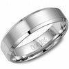 White Gold Mens Band. With Brushed Finish And High Polish, Bevelled Edge