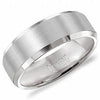 White Gold Mens Band. With Brushed Finish And High Polish, Bevelled Edge