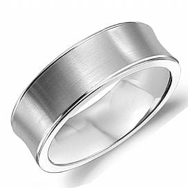 White Gold Mens Band. With Brushed Finish And High Polish Edge