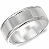 White Gold Mens Band. With Brushed Finish And High Polish Edge