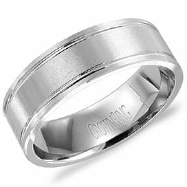 White Gold Mens Band. With Brushed Finish