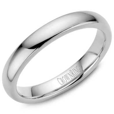 White Gold Comfort Fit, High Polish, Domed 3.0mm Wide.Wedding Band. Stock Size: 5 (Alternate sizes available)