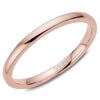 Rose Gold Wedding Band. Comfort Fit, High Polish, Domed 2mm Wide.Stock Size: 6 (Alternate sizes available)