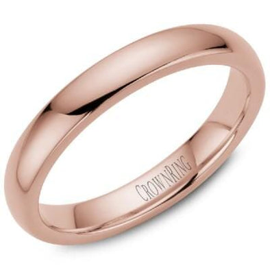 Rose Gold Comfort Fit, High Polish, Domed 3.0mm Wide.Wedding Band. Stock Size: 5 (Alternate sizes available)