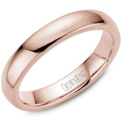 Rose Gold Comfort Fit, High Polish, Domed 4.0mm Wide.Wedding Band. Stock Size: 6 (Alternate sizes available)
