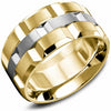 Yellow Gold Mens Band. With Brushed Finish And High Polish, Bevelled Edge