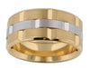 Yellow Gold Mens Band. With Brushed Finish And High Polish, Bevelled Edge