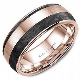 Rose Gold And Carbon Fiber Mens Band. With Brushed Finish