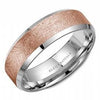 White Gold Mens Band. With Diamond Brushed Finish And High Polish, Bevelled Edge