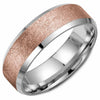 White Gold Mens Band. With Diamond Brushed Finish And High Polish, Bevelled Edge