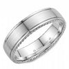 White Gold Mens Band. With Brushed Finish And Rope Edge