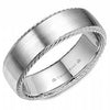 White Gold Mens Band. With Brushed Finish And Milgrained Edge