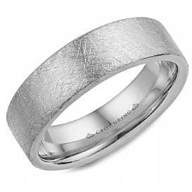 White Gold Mens Band. With Diamond Brushed Finish