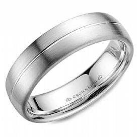 White Gold Mens Band. With Brushed Finish