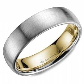 White Gold Mens Band. With Brushed Finish
