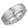 White Gold Mens Band. With Brushed Finish And High Polish Edge