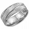 White Gold Mens Band. Comfort Fit With Textured, Sandblast Finish